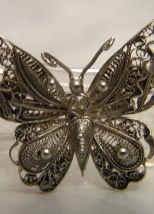 Брошь бабочка серебро 925 проба скань №12344 фото