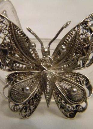 Брошь бабочка серебро 925 проба скань №12345 фото