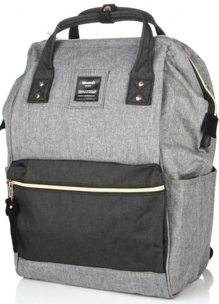 Женский стильный городской тканевый повседневный рюкзак himawari 9001 grey/black dk gr/bl