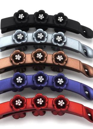 Заколка-зажим банан для волосся 10 см матовий з квітами пластиковий (упаковка 12 шт)