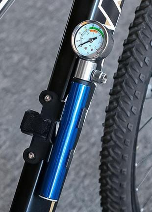 Насос велосипедний west biking 0711032 ручний з індикатором blue (k1_323)3 фото