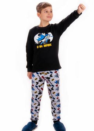 Теплая пижама с начесом бэтмен супергерои, подростковая хлопковая пижама утепленная, хлопковая теплая пижама бэтмен, супергерои для мальчика1 фото