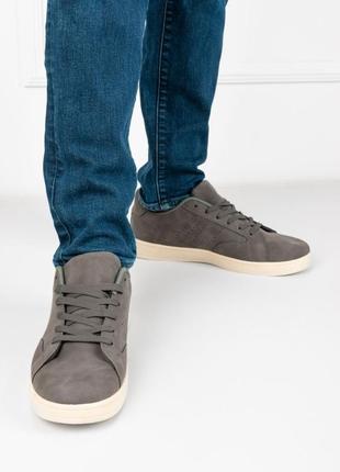 Стильные серые мужские кроссовки кеды криперы модные кроссы замшевые
