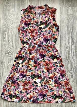 Сукня сарафан рожева квітковий принт жіноча весна літо осінь