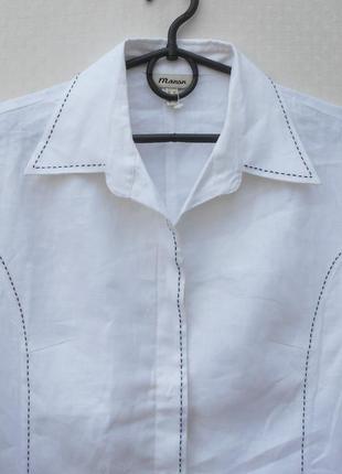 Белая льняная рубашка3 фото