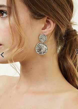 Стильні сережки монетки new look 1+1=3