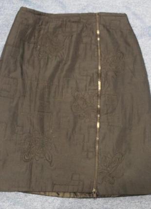 Теплая юбка прямого кроя на замке