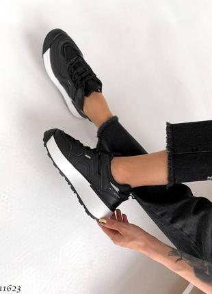 Кросівки кеди екошкіра взуттєвий текстиль чорний8 фото