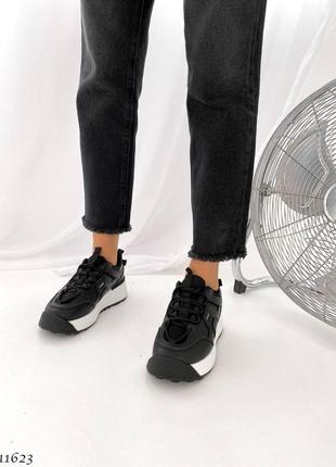 Кросівки кеди екошкіра взуттєвий текстиль чорний5 фото