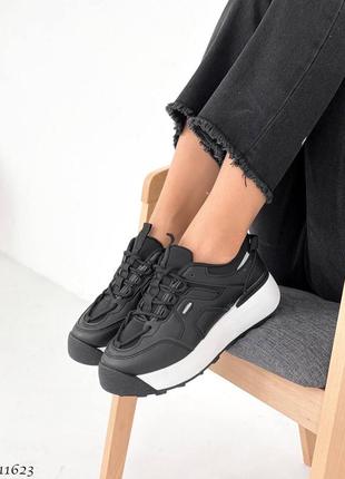 Кросівки кеди екошкіра взуттєвий текстиль чорний