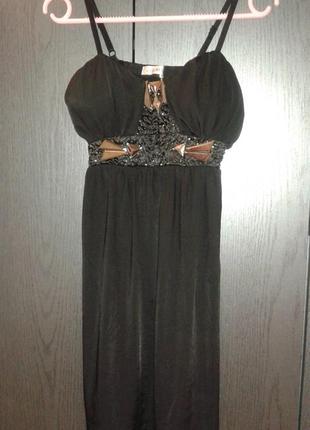 Ефектне міні сукня azara , чорне з бісером, розмір s/m.1 фото