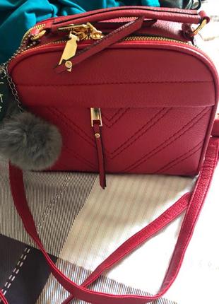 Жіноча червона шкіряна нова стильна сумка клатч4 фото