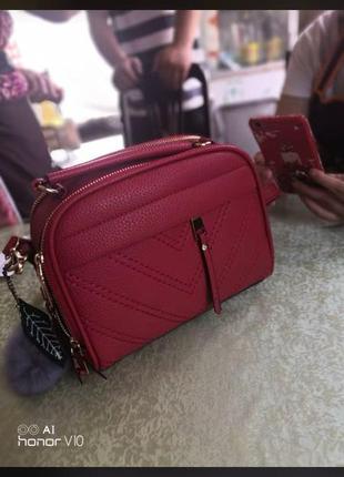 Жіноча червона шкіряна нова стильна сумка клатч7 фото