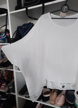 Белая шикарная блузка блуза свободная р.50-52 вискоза3 фото