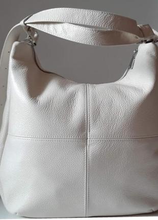 Сумка-мешок из мягкой натуральной кожи бежевый