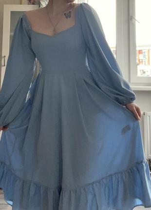 Платье платье миди макси голубое1 фото