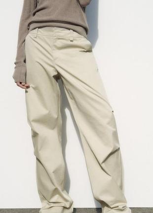 Штани full length з воскованим ефектом zara original spain штани зара штани з защiпами3 фото