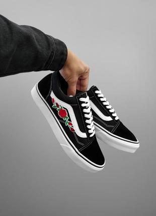 Женские кеды с цветами vans old skool grey fire5 фото