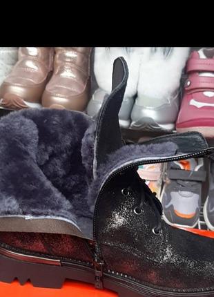 Зимние замшевые ботинки натуральные на цигейке3 фото