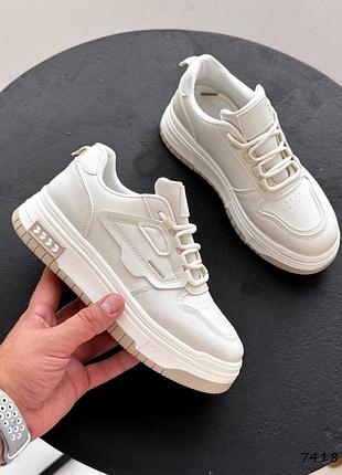 Стильные бежевые женские кроссовки весенне-осенние на платформе, на толстой подошве,женская обувь