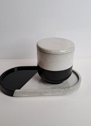 Комплект кашпо органайзер gabi + подставка ova из бетона5 фото