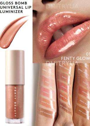 Блеск для губ с маслом ши fenty beauty by rihanna gloss bomb lip luminizer fenty glow 2 мл2 фото