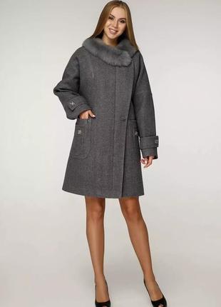 Роскошное зимнее женское пальто с мехом