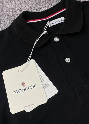 Чоловіча поло футболка moncler чорна / якісні футболки для чоловіків2 фото