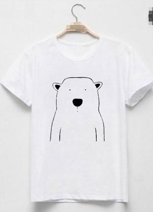 Мила футболочка з розписом фарбами ведмедик малюнок не принт