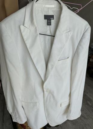 Велюровый белоснежный пиджак h&amp;m3 фото