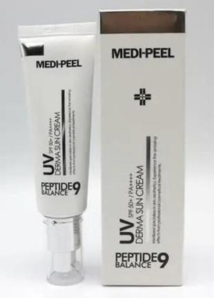 Солнцезащитный крем с пептидами medi-peel peptide 9 uv derma sun cream spf 50+ pa+++, 50 мл