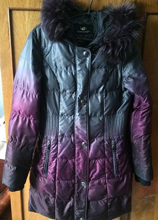 Зимове пальто-пуховик градієнт