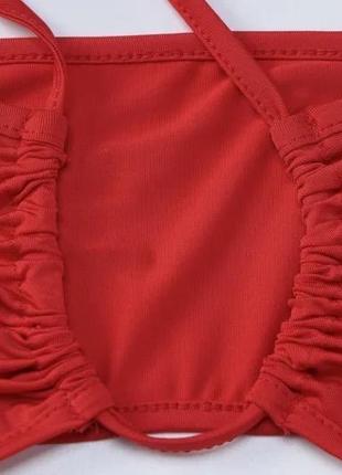 Костюм топ и юбка с цветком красный роза комплект с разрезом цветочком чокером7 фото