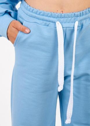 Модный голубой костюм для девочек подростков укороченное худи и широкие брюки палаццо, голубый трендовый комплект кроп топ и брюки кюлоты клеш5 фото