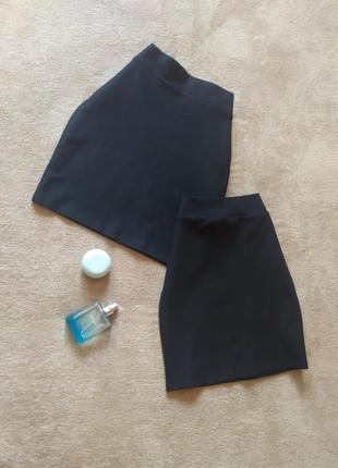 Крутые качественные плотные эластичные базовые мини юбки широкая резинка по талии