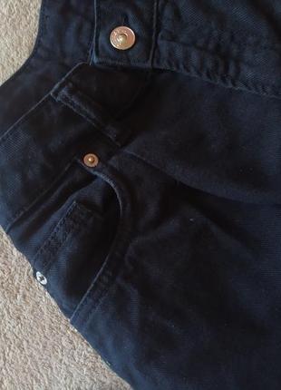 Базовые качественные джинсовые черные шорты mom с защелками высокая талия5 фото