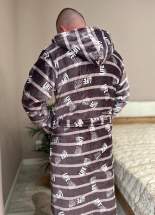 Стильний чоловічий махровий халат r зі зручним капюшоном5 фото