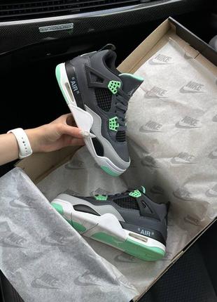 Nike air jordan 4 x off-white green glow1 фото