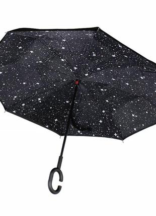 Парасолька навпаки lesko up-brella сузір'я брендова парасолька з малюнком вітрозахисний подвійне складання (k-269s)1 фото
