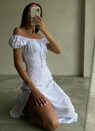 Платье длинное с рукавами фонариками и разрезом на ноге🔥3 фото