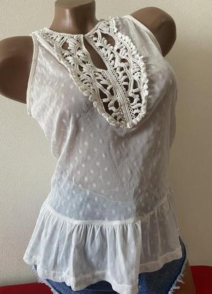 Ніжна молочна блуза мереживна сітка кофтинка с м9 фото