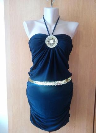 Вечернее маленькое черное платье мини, сарафан, вечернее платье мини,р.s.