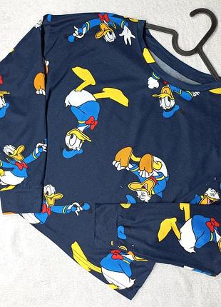 Стильний жіночий кроп топ з довгими рукавами disney donald duck розмір s 10-12 (евр.38-40)