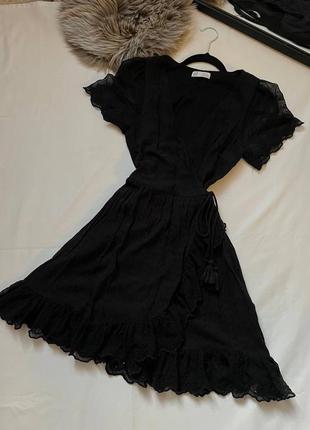 Черное платье на запах zara s с рюшей5 фото