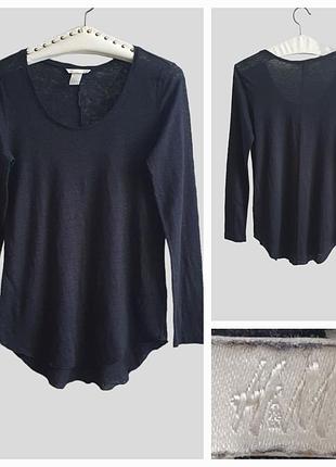 Лляний лонгслів, футболка з довгим рукавом  h&m