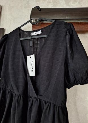 Черная блузка с объемными рукавами3 фото