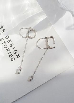 Довгі сережки срібло 925 покриття підвіски кристали ланцюжки10 фото