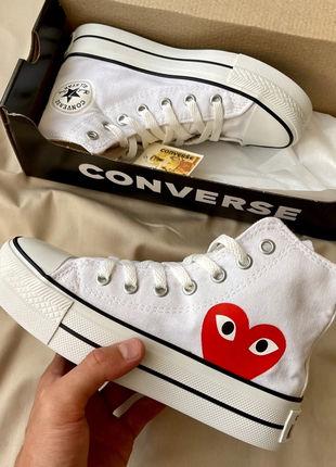 Кеды высокие comme des garçons play x converse «white’1 фото