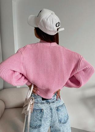 Укороченный свитер/кардиган/кофта на пуговицах в цвете barbie 🌷5 фото