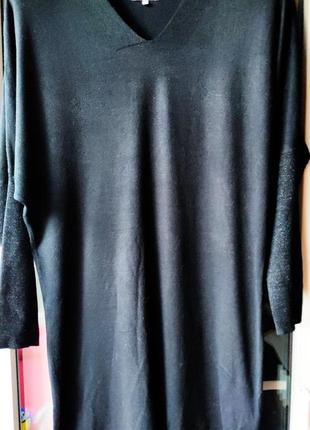Платье-свитер р-р м-l, culture, черное, трикотаж вискоза, рукав с металлизированной нитью2 фото